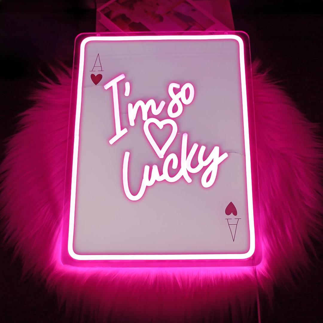 Neon Sign Led Neon Lights Signs for Wall Decor USB Powered Led for Room Decoration (I am lucky)