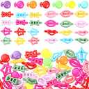 WILLBOND 50 Pcs Girls Hair Barrettes 1'' Mini Self Hinge Plastic Clips for Toddler Baby Kids Flower Bow Hair Colorful 80s 90s Cute Design Hairpins in Candy Heart Star Shape Accessory(Classic Style)