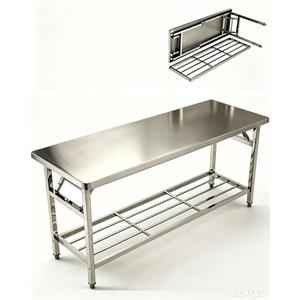 Garvee 48x30 Inch NSF Certified Stainless Steel Folding Prep Table with Undershelf, Heavy Duty Adjustable Leg Portable Work Station for Restaurant Catering Food Truck, Use
