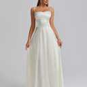 KUTUMAI Satin Maxi Dress Spaghetti Strap Lace Up Long Formal Dresses for Women Wedding Guest Cocktail Evening Prom (XL)