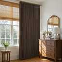 Chocolate Brown Pinch Pleat Linen Curtain 120 Inches Long for Living Room 100% Blackout Vintage Rustic Farmhouse Curtain Burlap Textured Extra Long Pinch Pleated Drape for Dining Room Bedroom 50x120