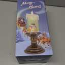 Christmas Snow Globe Candle Lantern with Timer, Rotating Glitter Water, Flameless LED Candle, Battery Operated (3AA), Vintage-Style Holiday Decoration for Tabletop & Mantel