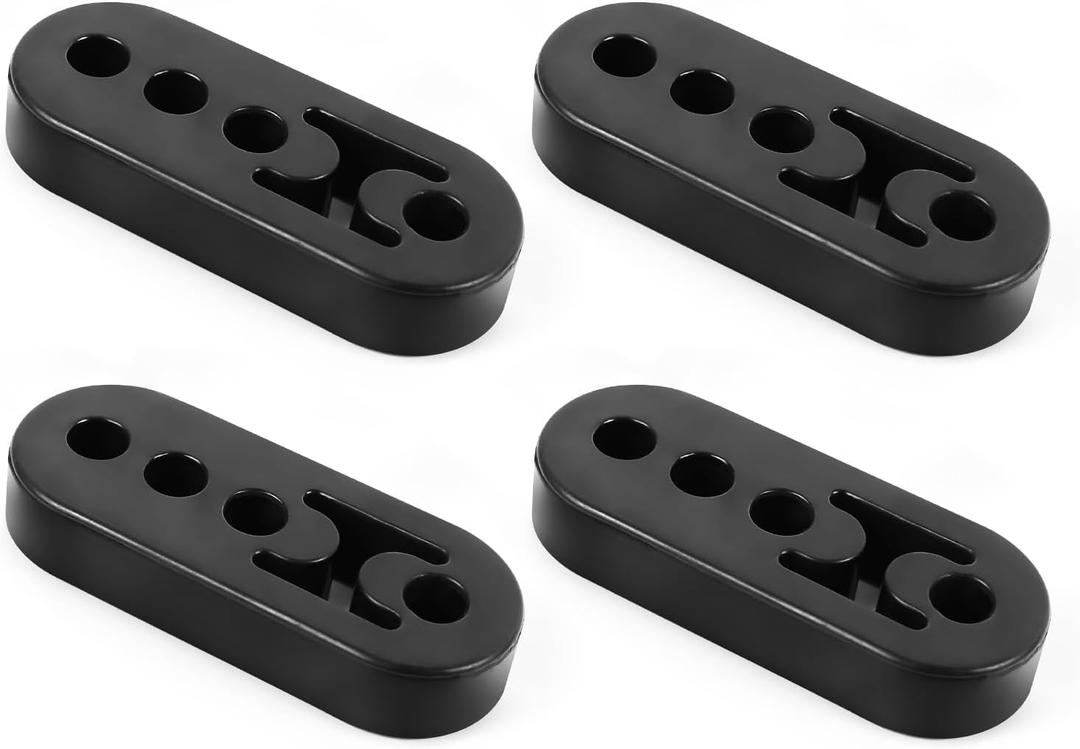 Wuyaoyao 4PCS Car Rubber Exhaust Hanger, 0.47" 4 Holes Adjustable Muffler Hanger, Exhaust Insulator Bushing Shock Absorber Bracket, Universal High-Density Tailpipe Damping Hanger