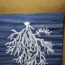 Yihui Arts Nautical Canvas Wall Art Hand Painted Navy Blue and White Coastal Painting Modern Abstract Tree Artwork for Living Room Bedroom Hall Way Decor (20"L x 20"W)