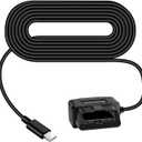 ssontong Upgraded OBD2 OBD Power Cable for Dash Camera, OBD to Type-C USB OBDII Adapter Hardwire Charger Cable 24 Hours Surveillance and Acc Two Mode with Switch Button (Type-C USB Port)