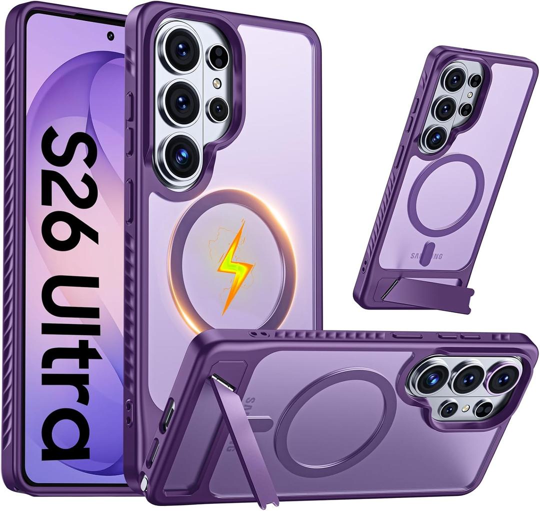 GooseBox for Samsung Galaxy S26 Ultra Case with Magnetic & Kickstand & Edge Raised Shockproof for Galaxy S26 Ultra(Purple)