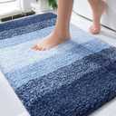 OLANLY Bathroom Rug Mat 36x24, Extra Soft and Absorbent Microfiber Bath Rugs, Non-Slip Plush Shaggy Bath Carpet, Machine Wash Dry, Bath Mats for Bathroom Floor, Tub and Shower, Navy