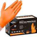 TitanFlex Heavy Duty Nitrile Gloves, 6 Mil Orange Raised Diamond Texture, Mechanic Disposable Gloves Latex Free Powder Free (Medium)