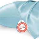 Bedsure Satin Pillowcases, Similar to Silk Pillow Cases Queen Size Set of 2, Pillow Case for Sleeping Women with Envelope Closure, Gifts for Women Men, Aqua, 20x30 Inches, 2pcs