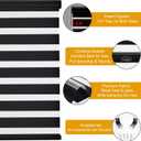 Persilux Cordless Zebra Blinds for Windows Free-Stop Roller Windows Shades (34" W X 47" H, Black) Dual Layer Light Control for Day and Night, Light Filtering Sheer Shades for Home, Easy to Install