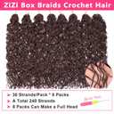 18 Inch Micro Braids Crochet Hair 240 Strands Brown Curly ZiZi Box Braids 8 Packs Mini Yanky Twisted Crochet Hair Micro Locs with Curly Ends Synthetic Braiding Hair Extension #33