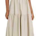 Woolicity Womens Summer Maxi Dress Wrap V Neck Short Sleeve Beach Flowy Long Dresses (Medium, Apricot)