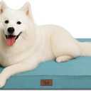 Outdoor Large Washable Dog Bed, Orthopedic Egg Crate Foam Dog Crate Mat for Large Dogs with Removable Oxford Cooling Cover, Light Blue (41.0"L x 27.0"W x 3.5"Th)