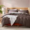 Nestl Chocolate Brown Duvet Cover Queen Size - Soft Double Brushed Queen Duvet Cover Set, 3 Piece, with Button Closure, 1 Duvet Cover 90x90 inches and 2 Pillow Shams