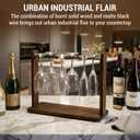 MyGift Tabletop Wine Glass Drying Rack, Champagne Flute Holder, Countertop Stemware Stand for Goblets, Modern Burnt Brown Solid Wood and Matte Black Metal Wire