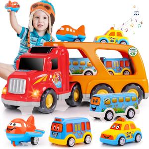 Nicmore Carrier Truck Toddler Toys Car: Transport Toy for 1 2 3 4 Year Old Boys Girls 18 Month 5-in-1 Kid Playset Gifts for Preschool Birthday Christmas