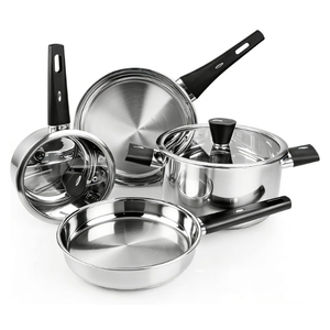 Meythway  Stainless Steel Pots and Pans Set Non Toxic, 6PCs Kitchen Cookware Sets with StayCool Handles, NonStick, Dishwasher Safe&Compatible with All Stovetops(Gas,Electric&Induction)