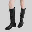 Womens Knee High Boots Chunky Sole Platform Boots Side Zipper Long Riding Boots Daily Dress Comfortable Chelsea Black Knee High Boots for Women (Black)