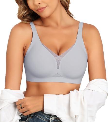 As Fairy Women’s Sexy Deep V Mesh Wireless Bra Seamless Bralettes, Soft Support Breathable Comfort Daily Wear Brassiere 38A