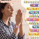 24 Pcs Easter Slap Bracelets Bulk Easter Basket Stuffers Snap Wristband with Cards for Egg Hunt Egg Fillers Gifts Sunday School Party Favors