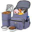 BAGLHER Travel Dog Backpack - Detachable Travel Dog Food Container for Pet Supplies Dog Gear Backpack, Dog Bag for Traveling with 2 Silicone Collapsible Bowls and 2 Food Baskets Purple