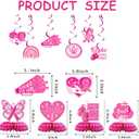 Breast Cancer Awareness Party Decorations,Include Banner,Hanging Swirls,Background and Honeycomb Centerpieces for Breast Cancer Public Charity Activity Party Decorations Supplise.