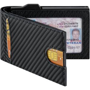 Leather Wallet for Men and Women with Pop-Up Card Case - RFID Blocking Bifold Design with ID Window & Cash Pocket - Birthday Gift for Him, Her