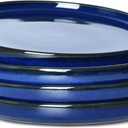 Bosmarlin Stoneware Dinner Plates, 10.5 inches, Set of 4 for Salad, Pasta, Dessert, Microwave and Dishwasher Safe (Deep Blue, 10.5 in)
