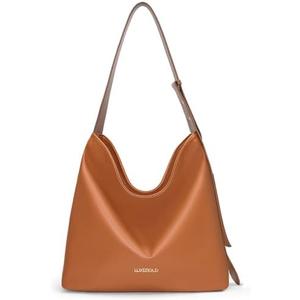 LuxeBold Hobo Bag for Women Shoulder Handbags with Phone Pocket Tote Purses, Brown