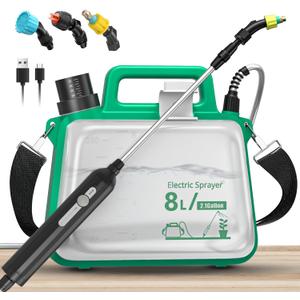 2026 Upgrade Battery Powered Garden Sprayer 2 Gallon, Electric Sprayer with USB Rechargeable Handle,3 Mist Nozzles, Retractable Wand, Adjustable Shoulder Strap,Weed Sprayers in Lawn & Garden