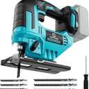 Jigsaw Compatible With Makita 18V Battery, Cordless jig saw tool Brushless Motor, 0- 45 Bevel Cuts, LED Light with 3 Position Orbital Setting for Straight/Curve/Bevel/Circle Cutting, No Battery