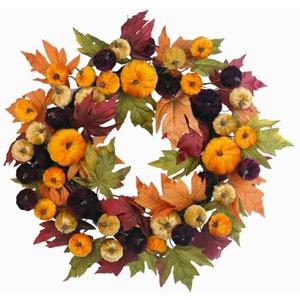 24" Fall Wreath for Front Door,Fall Decorations for Home,Autumn Velvet Pumpkin Wreath for Indoor Window Halloween Thanksgiving Decor