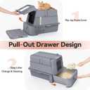 Wooaidagg Enclosed Stainless Steel Cat Litter Box with Odor Control, Modular Design with Drawer and Flip Door, Easy to Clean and Wash,Non-Stick Interior,Extra Large Size Fits All Cats(Dark Grey)