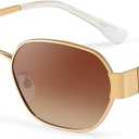 2 x Polarized Sunglasses Women Men Trendy Hexagonal Metal Frame UV Protection