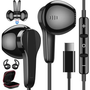 USB C Headphones for Samsung S25 Ultra S24 S23 Fe S22+, Type C Earphones with Microphone HiFi Stereo Volume Control Magnetic in Ear Wired Earbud for iPhone 17 Air 16 15 Pro Max Plus Galaxy Flip 7 6