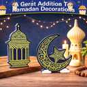 Ramadan Decorations for Home - 3-Pack Wooden Eid Mubarak Table Decor, Islamic Tabletop Centerpiece for Eid Party, Dining Table & Gift