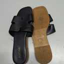 KIDMI Women's Dressy Flat Sandals, Comfortable Slip On Summer Slides, Fashion Open Toe Casual Sandals, Black, Size 6