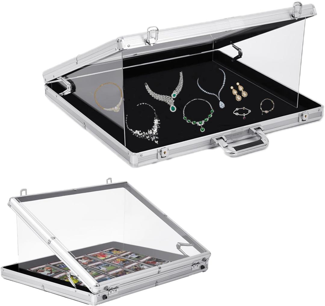24"x20" Trade Show Display Case, Clear Acrylic Showcase Portable Display Case, Aluminum Sports Card Case with Locks for Cards, Craft Collection and Jewelry