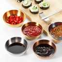 12 Pack Stainless Steel Sauce Dishes, Gold Mini Saucers Bowl Round Seasoning Dishes Sushi Dipping Bowl Appetizer Plates, 3.15inch