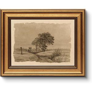 WHASAYART Gold Framed Vintage Wall Art for Living Room, Landscape Painting Prints Shelf Decor for Kitchen, Aesthetic Tree of Life Farmhouse Bedroom Wall Decor, Gifts for Family - Country Road 8x10in