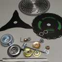 10" x 3T Carbon Steel Brush Cutter Blades + 10" 80T Carbide Tip weedeater Blades + 9" x 20 Teeth Chainsaw Tooth Blade Kit for weedeater with 2 Set Universal Adapter Kit and 4 Round Files