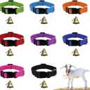 8 Pack Goat Collar with Bell, Sheep Collars with Bell, Grazing Copper Bells and Adjustable Nylon Collar Set for Small Farm Animal Sheep Cow Pet Goat Accessories