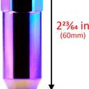 Neo Chrome 20 PCS M12x1.5 Lug Nuts 60mm Extended Tuner Aluminum Wheels Rims Cap WN02