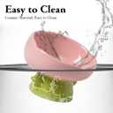 Raised Cat Food Bowl Neck and Whisker Friendly Tulip Shape Elevated Design Ceramic Color Pink