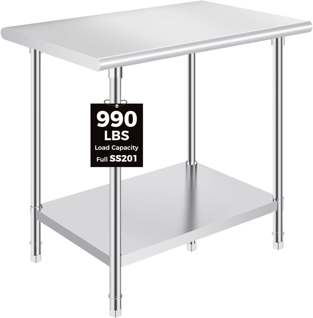 OSTBA Stainless Steel Prep Table 24 x 36 Inches | NSF certified work table with adjustable undershelf for kitchen, garage, restaurant and hotel