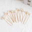 U Shaped Pearl Wedding Hair Pins for Bridal Women, Set of 9 (Gold)