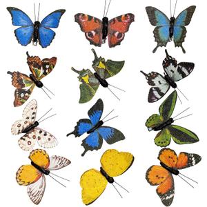 Wonderland Series' Artificial Butterfly; Home Decoration; Garden Decoration;12pieces with Clip (D)