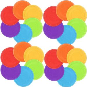 Nujzuir 24Pcs Kids Flying Disc 7 Inch Silicone Flying Disks Set in Bulk for Children Outdoor Backyard Lawn Sports Games DIY Party Favors, 6 Colors
