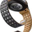 Bandletic Magnetic Silicone Band Compatible with Samsung Galaxy Watch 7 6 5 4 FE 40mm 44mm/for Galaxy Watch 6 4 Classic 43mm 47mm 42mm 46mm/Watch 5 Pro 45mm, 20mm No Gap Sport Strap for Men Women (Anthracite Gray/Ochre)