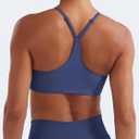 YEOREO Y Back Sports Bras for Women Padded Racerback Bra Paisely Light Impact Adjustable Straps Gym Workout Tops (Blue, M)